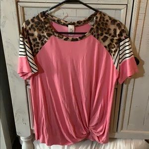 Pink and Cheetah Top- NWOT